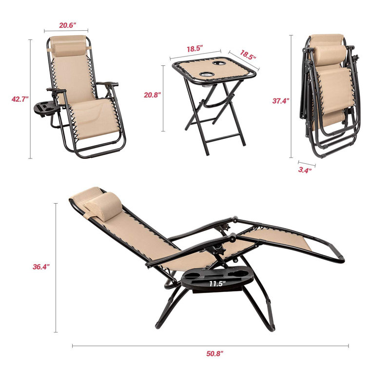 Gavyn Folding Zero Gravity Chair, Biege