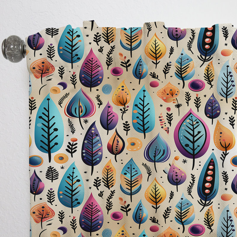 Tribal Frivolity Boho Motif V - Rideau Boho - Rideau abstrait obscurcissant - 1 panneaux, L 52 po x L 90 po