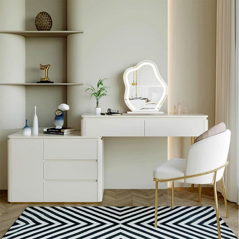Makeup Vanity with Light mirror,5 drawers,1 chair