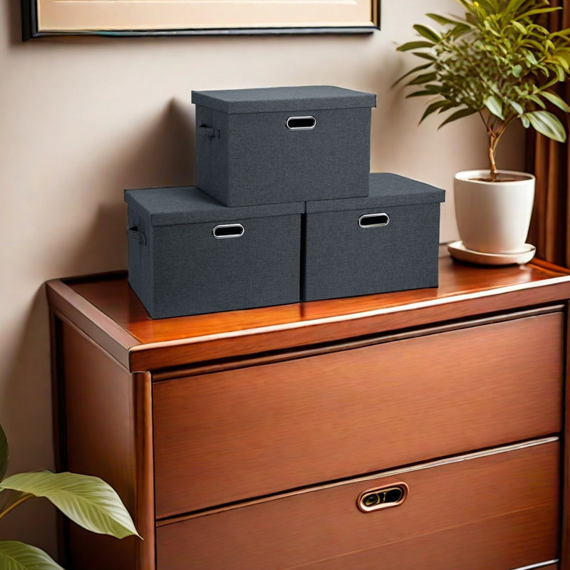 Grand 17 "bacs de rangement pliables et empilables de 36 pintes avec couvercles, Gris