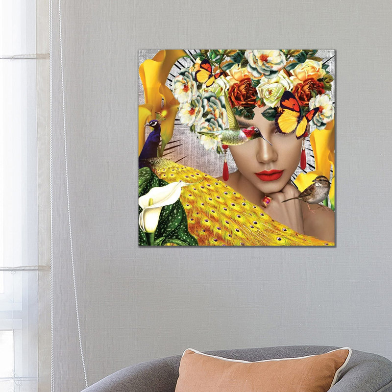 «Jasmine in Bloom» par Yvonne Coleman Burney - impression d'art graphique, H 26 po x l 26 po x P 1,5 po, Toile tendue