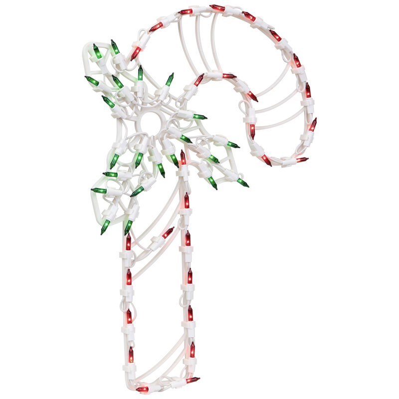 Décoration de Noël pour fenêtre de Noël en forme de canne de bonbon, H 18 po x l 12 po x P 1 po, Vert