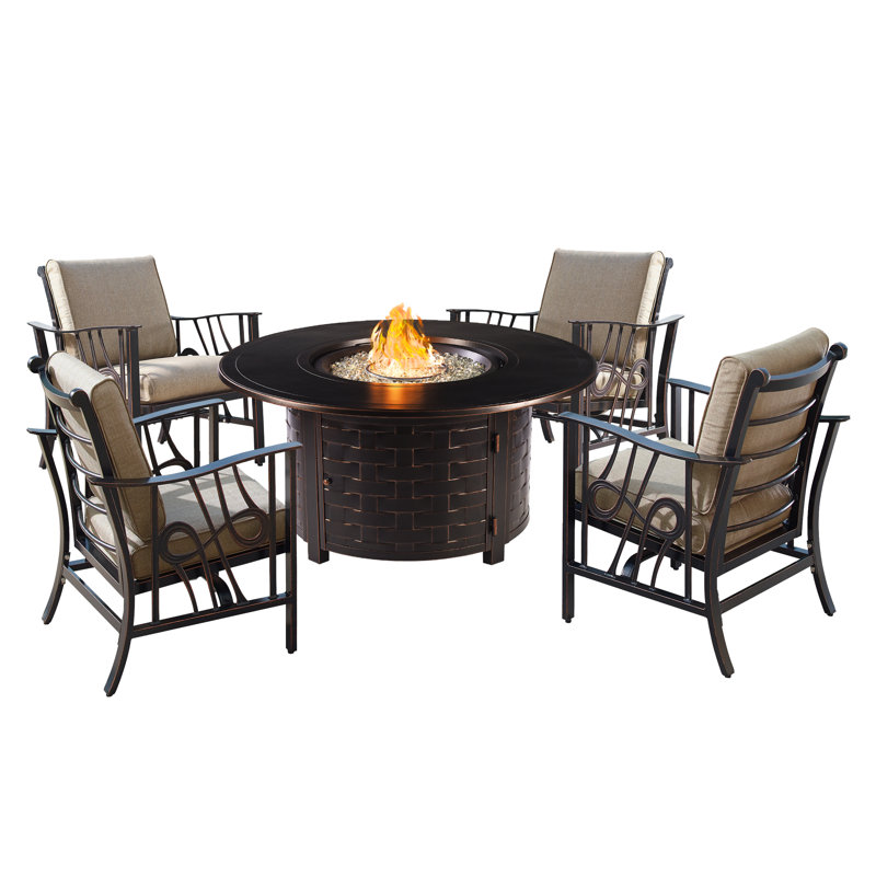Ensemble de conversation en métal pour 4 personnes avec coussins Seaforth