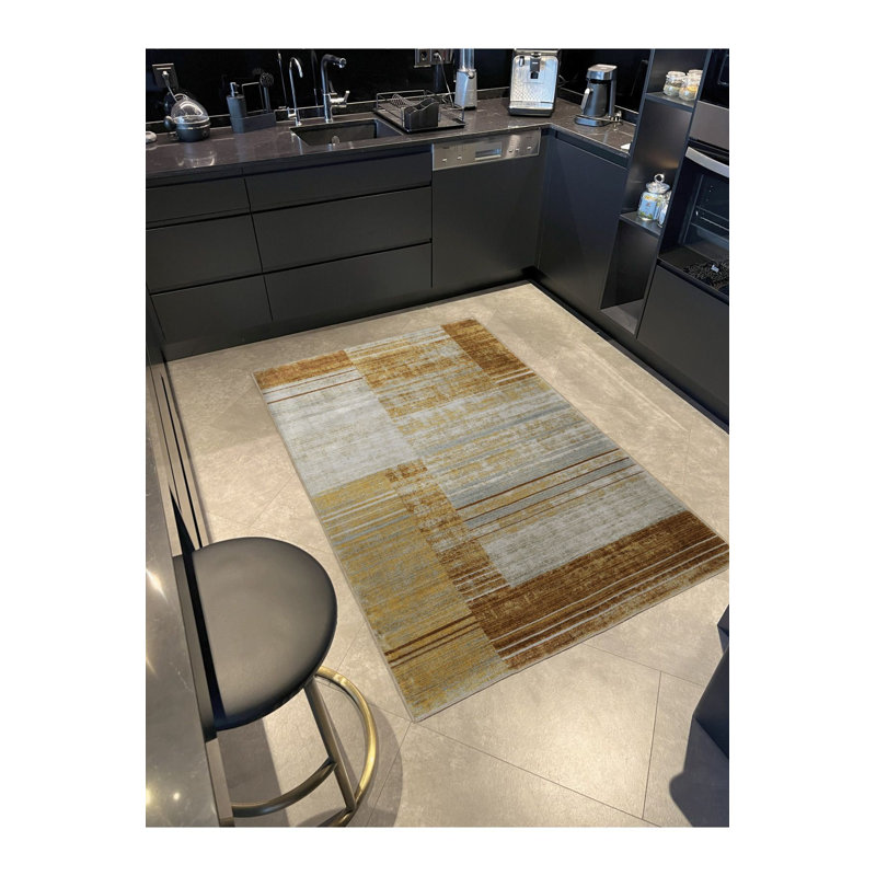 Tapis décoratif orange à motif abstrait orange, Sous-tapis rectangulaire de 3 pi 3 po x 4 pi 11 po