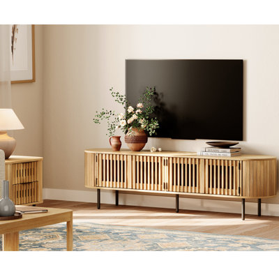70" Louvered Media Console  With An End Table