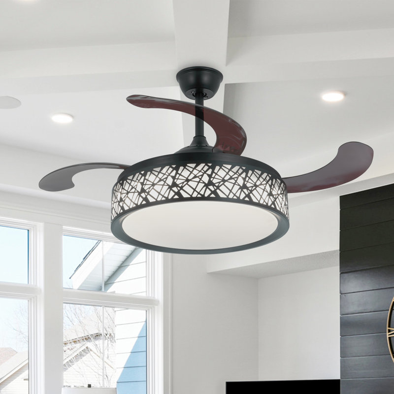 Ventilateur de plafond 42 po à 4 pales rétractables à DEL Geisi