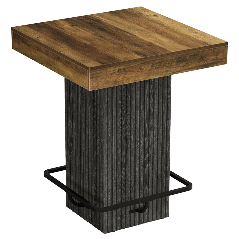 Table de bar carrée 31,5 ", table de cuisine à hauteur de comptoir avec repose-pieds en métal