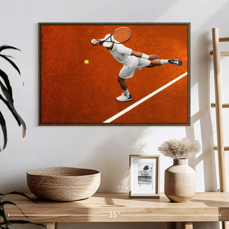 Jeu de tennis, 37 po x 25 po, Cadre flottant noyer