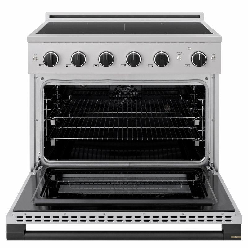 ZLINE Autograph 36 in. Marino Induction Range with 5 Element Cooktop and Polished Gold Accents, Stainless Steel/Matte Black