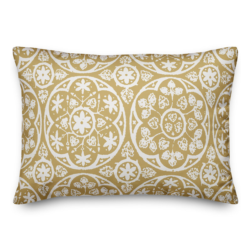 Housse et insert de coussin rectangulaire d'extérieur Tile 20, Jaune