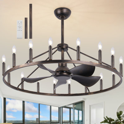 41-Inch Wagon Wheel Chandelier Fan