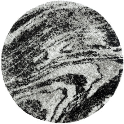 Abstract Area Rug in Black