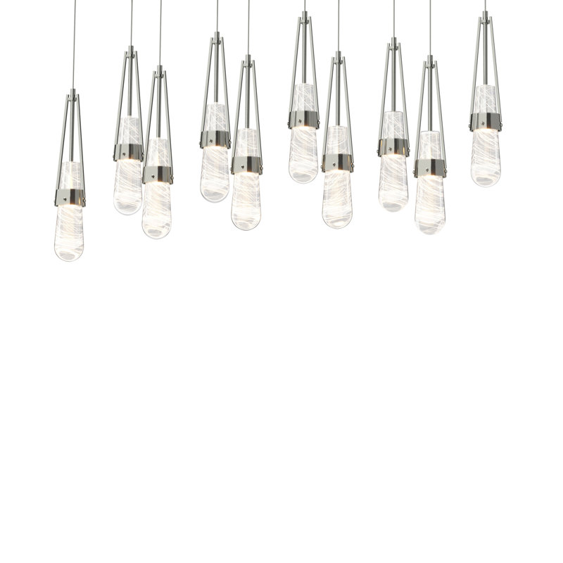 Link 10 - Light Pendant, Long: 19" to 130", Clear with White Threading Glass, Sterling