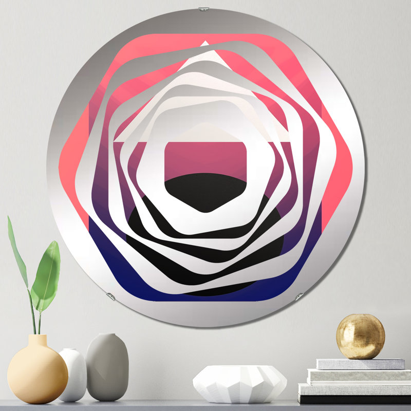 Au-delà des limites de la géométrie rétro en rose - miroir décoratif Amorphe, 31,4 po x 31,4 po
