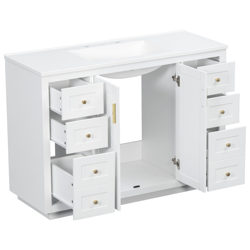 Meuble-lavabo en MDF blanc avec rangement, Blanc