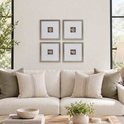 Contemporary Geode Shadow Box Wall Decor Set of 4 Canvas Stone 16x16