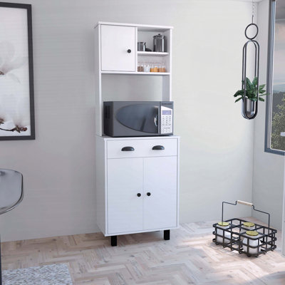 Garde-manger Salem avec 2 armoires, 2 tablettes ouvertes et tiroir