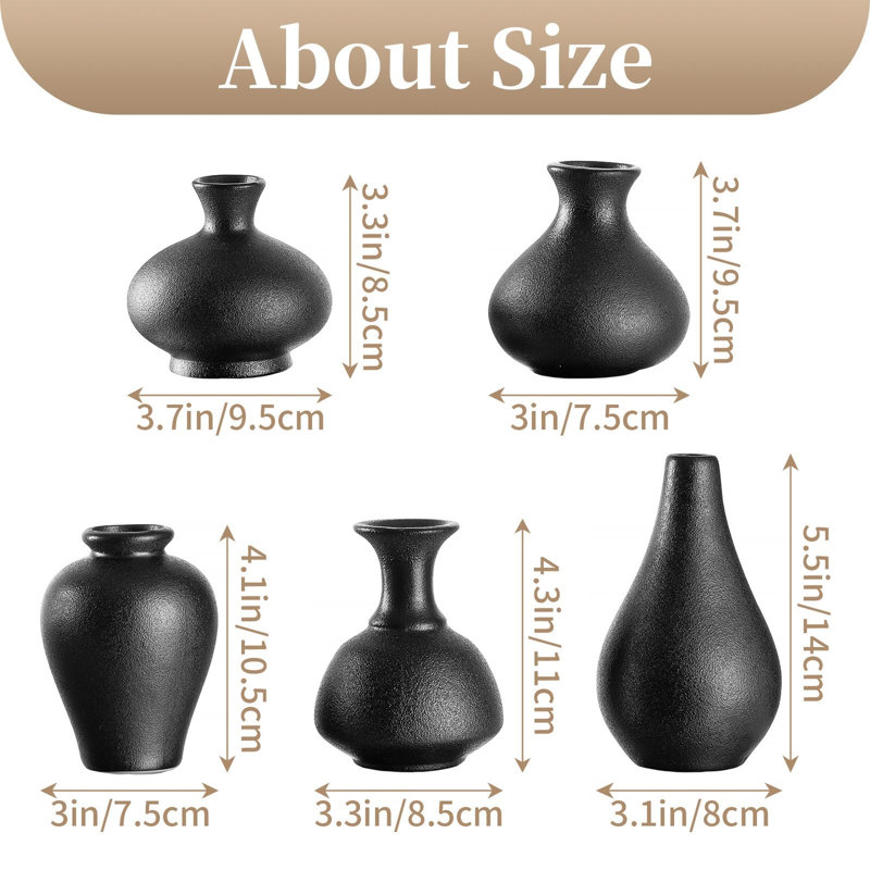 Porcelain China Table Vase, Black