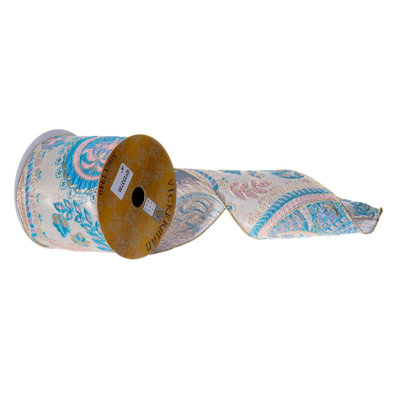 4" x 10 Yard Metallic Paisley Ribbon.