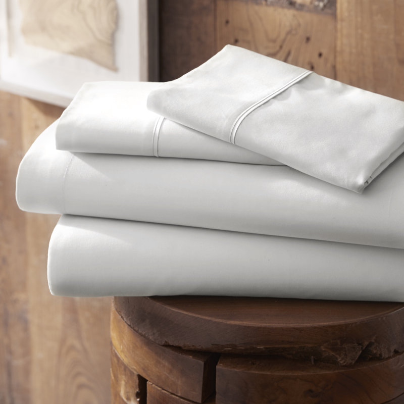 Ensemble de draps en microfibre Sateen, Blanc neige, Ensemble de draps pour grand lit + un drap-housse 
