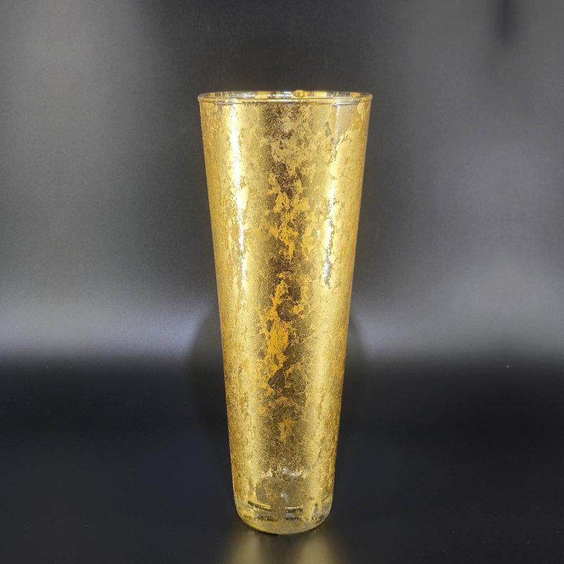 Vase Thassos, Doré, H 16 po x l 6 po x P 6 po