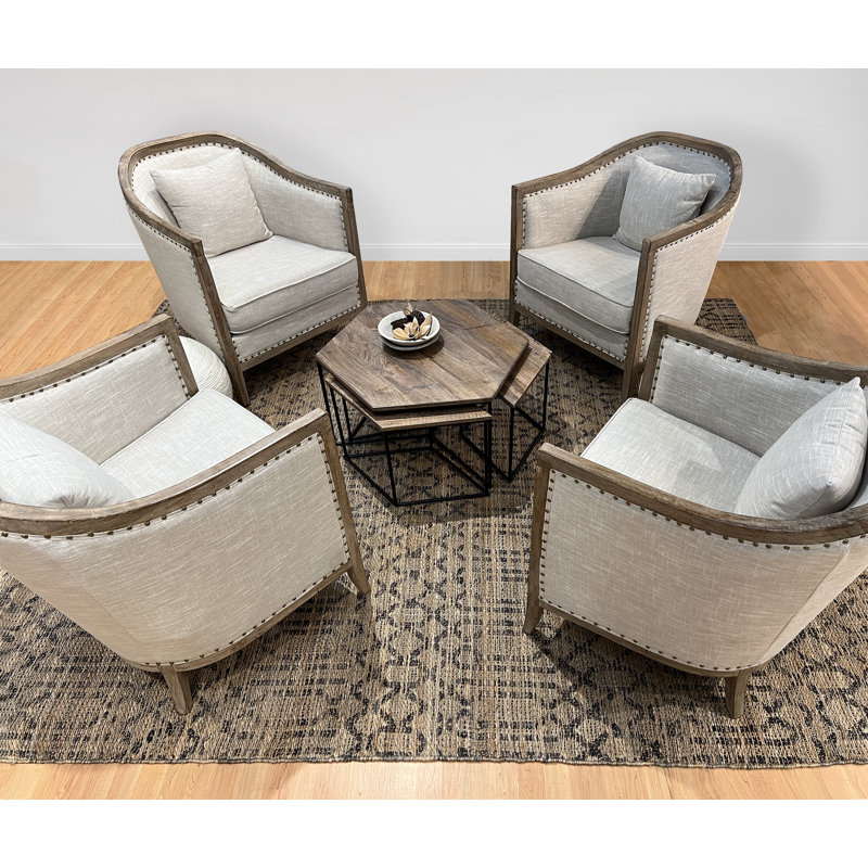Antora 4-Piece Occasional Table Set in Modern Natural Finish on Solid Wood