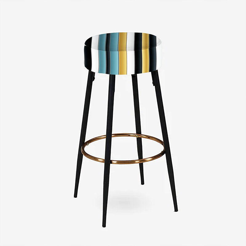 Ensemble de 2 tabourets de bar à rayures vertes et dorées