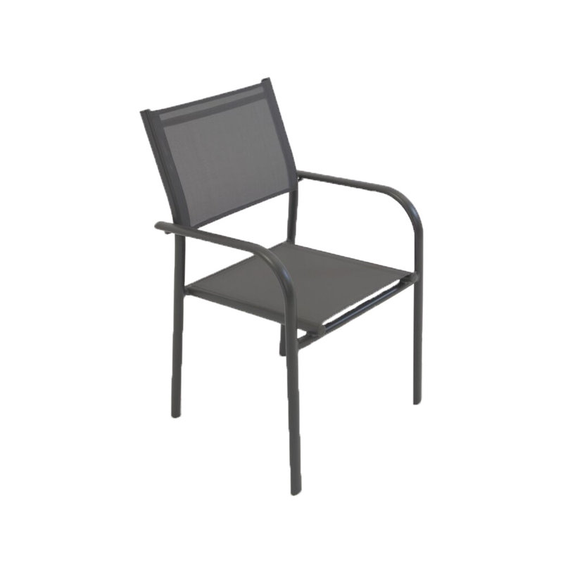 Kalaina Stacking Patio Dining Armchair with Cushion, Black