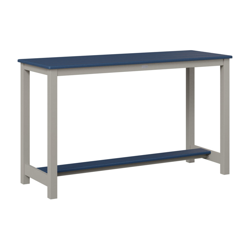 Balcony Outdoor Rectangle Bar Table, Navy Blue, Platinum Silver, 35.5" H x 60" W x 22" D