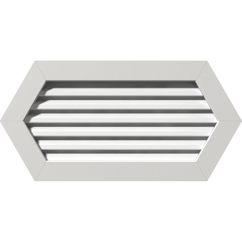 Évent à pignon horizontal en PVC avec cadre plat blanc, H 23 po x l 25 po x P 3 po
