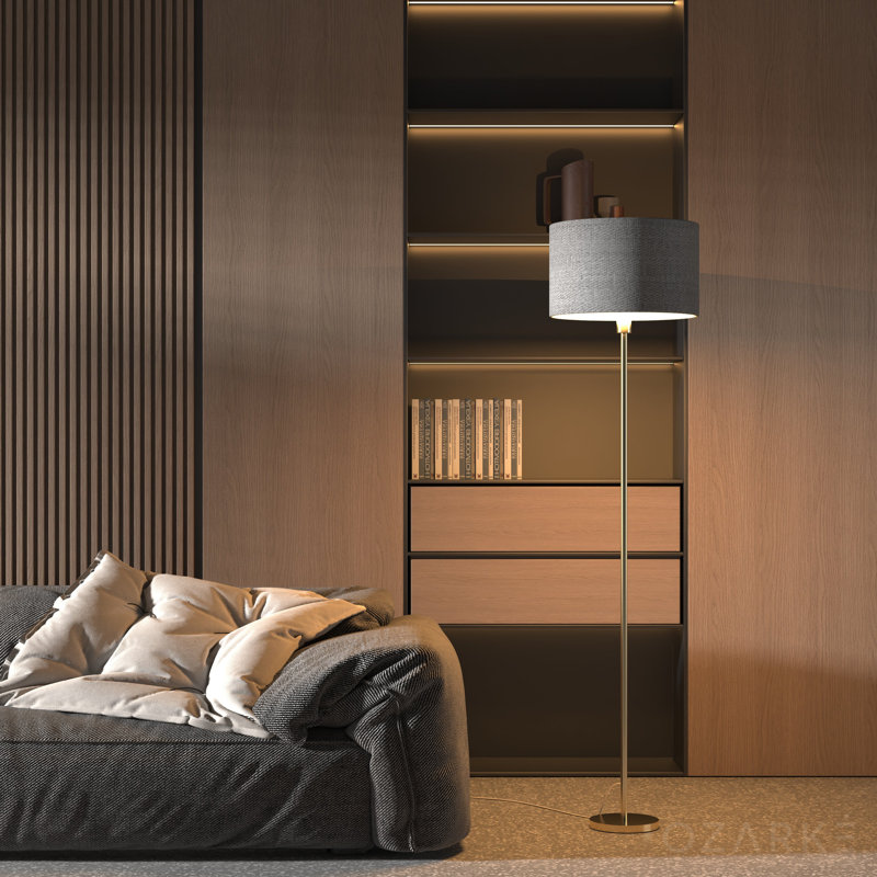 Tenna 66'' Polished Torchiere Floor Lamp, Gray