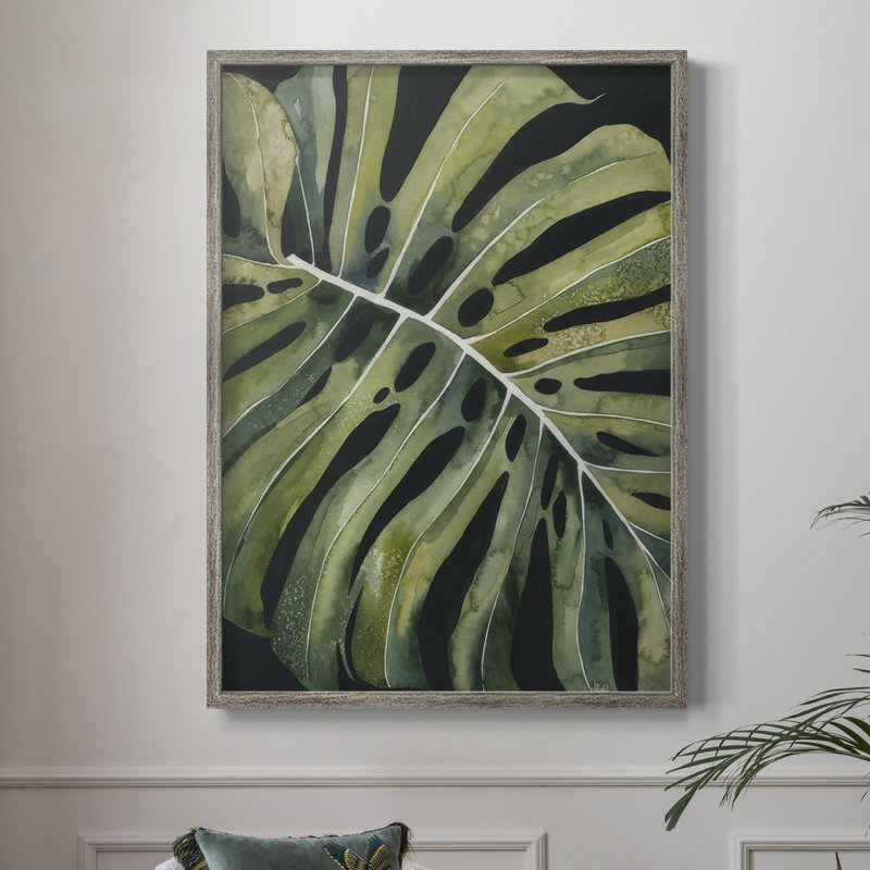Nocturnal Monstera I, reproduction encadrée - bois massif 2965217