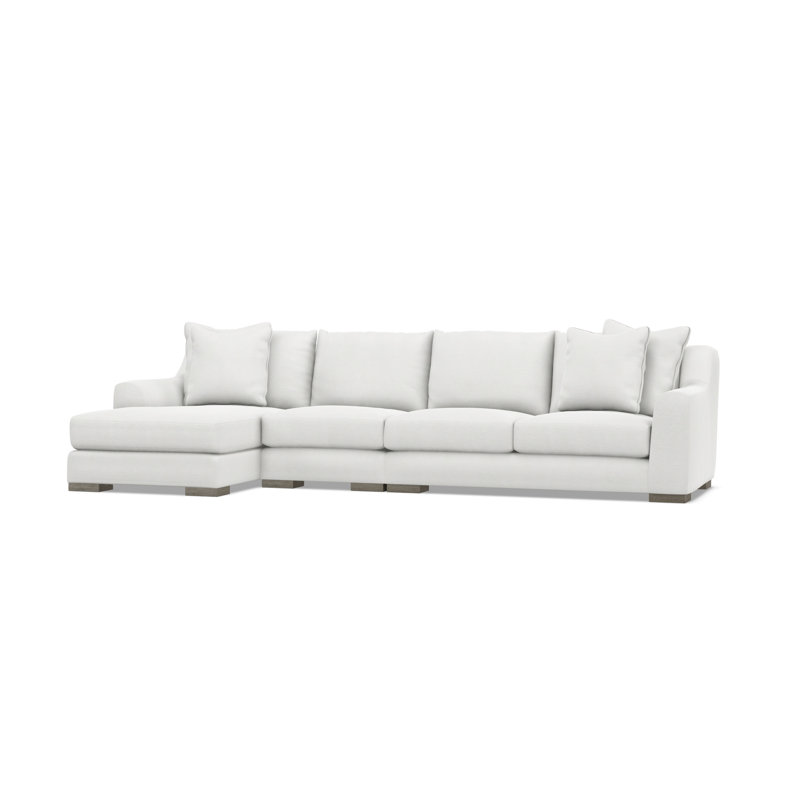 Sectional, White Polyester Blend, 35" H x 135" W x 63.5" D, Left Hand Facing