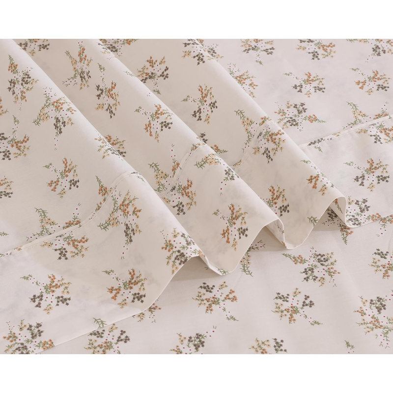 100% Cotton Sheets Sets Soft Crispy Percale Cooling Sheets 16 Inch Deep Pocket Bed Sheets, Queen Sheet Set with 2 Pillowcase