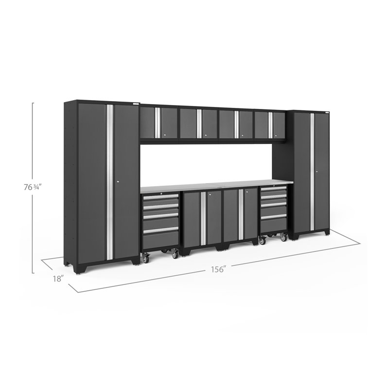 Bold Series 12 Piece Garage Storage Cabinet Set, Dark Gray 