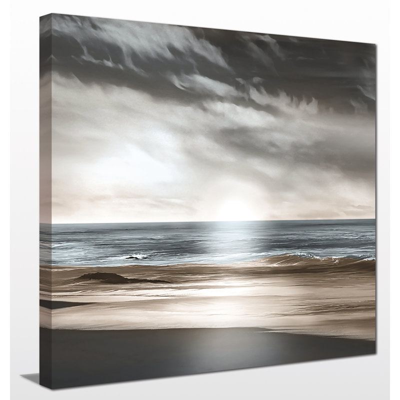 « blue sea coucher de soleil », reproduction d’art sur toile tendue, H 24 po x l 24 po