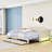 Twin XL 2 Drawers Upholstered Daybed with Trundle and LED Lights-699680756