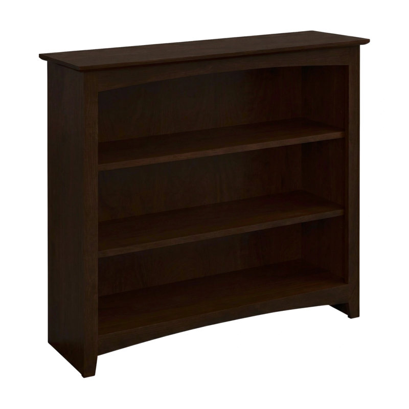 Malani 36" H Solid Wood Classic Bookcase, Coffee, (3 Shelves) 36"H x 37.75"W x 12.875"D