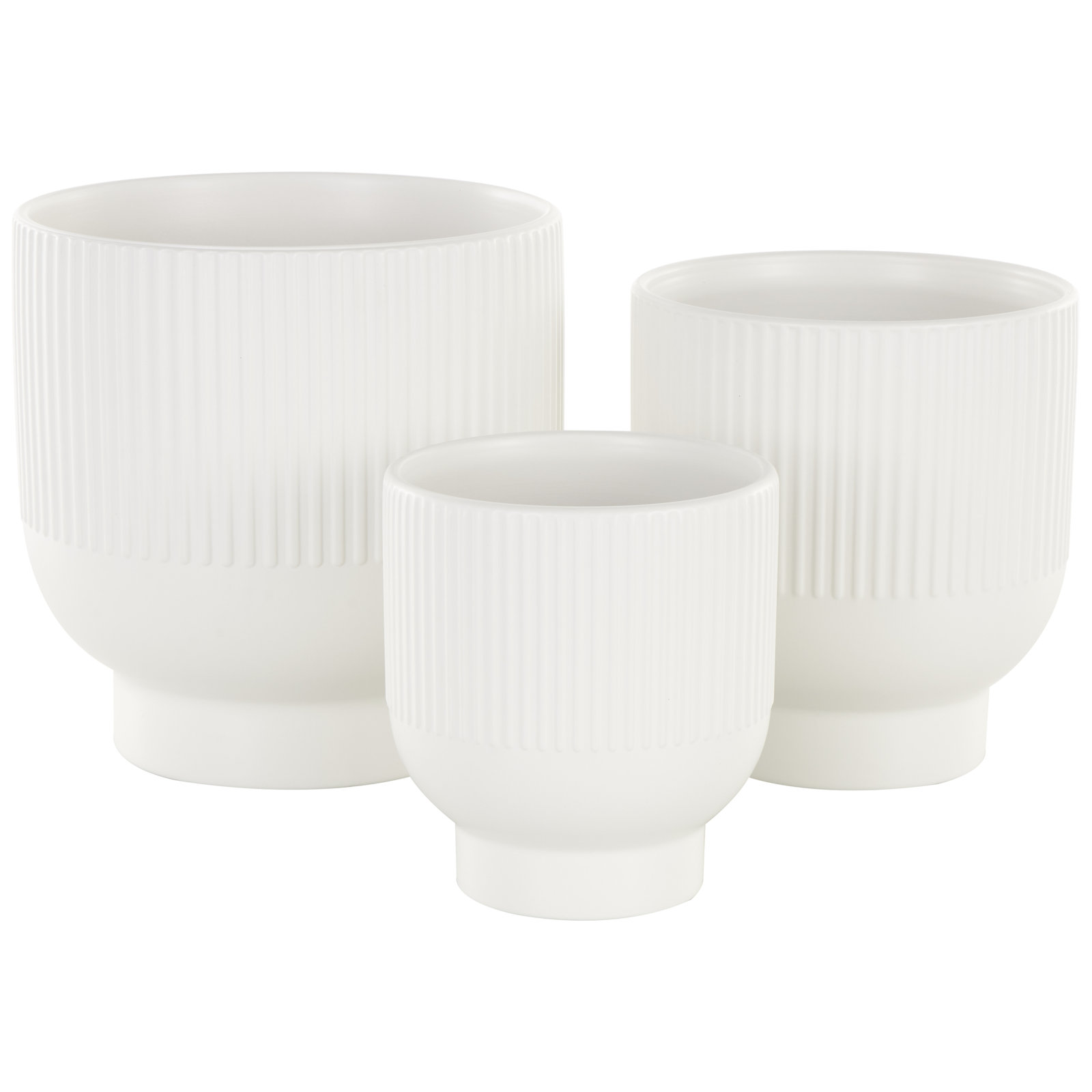 Ceramic Planter - Set of 3, White, 8.8" H x 8.5" W x 8.7" D