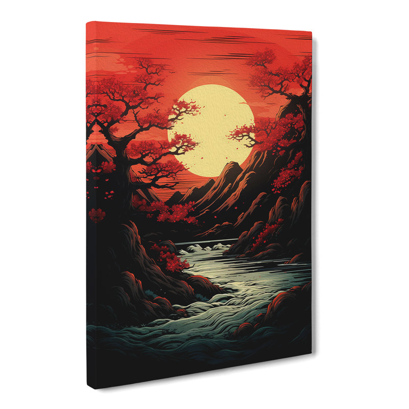 Japanese Sunset Line - Art Prints - Wrapped Canvas, 50cm H x 35cm W x 3cm D