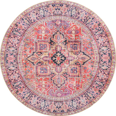 Tapis rouge / bleu marine / beige Prague