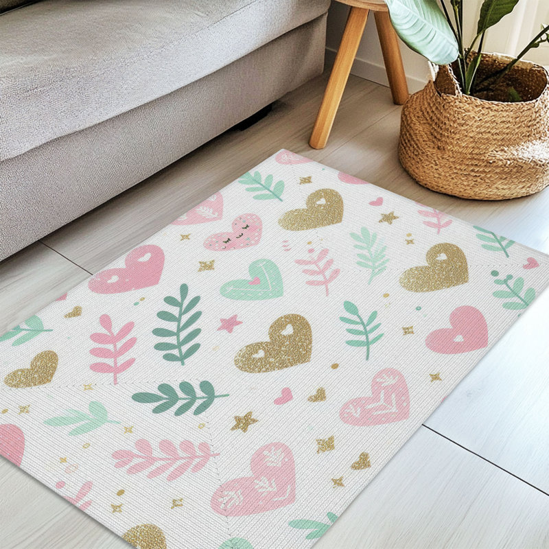 Adorable Love Patterns Braided Rug, Rectangle 3' x 5'