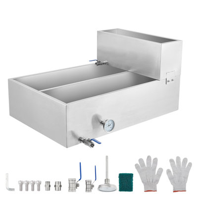 57 Gallon Stainless Steel Maple Syrup Evaporator Pan – 24" x 36" x 18.5" with Valve & Thermometer for Home & Outdoor Boiling