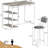 Bar Table Set For 2, 3 Piece Bar Table Set, Bar Table And Chairs Set With PU Upholstery Stool And 3 Open Storage Shelves, Pub Table Set For Small Space And Kitchen, Black-39094149-39094150