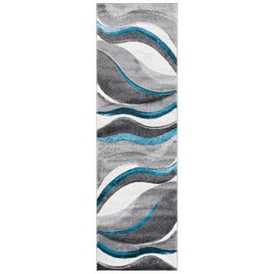 Duboistown Abstract Gray/Turquoise Area Rug