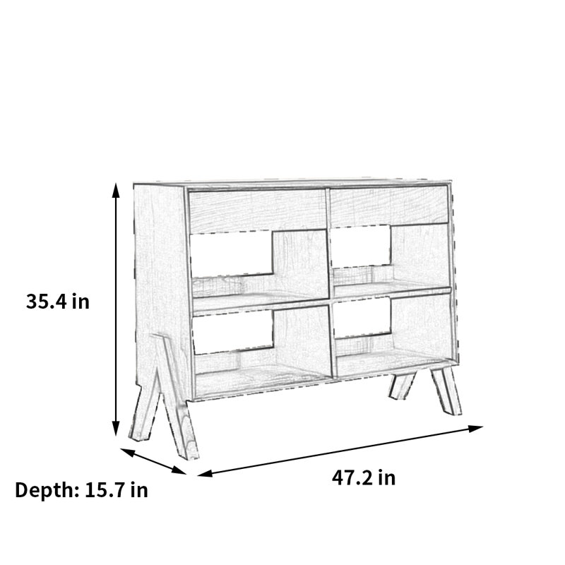 Bibliothèque pratique et fonctionnelle, (2 tablettes) H 35,4 po x l 47,2 po x P 15,7 po, Brun