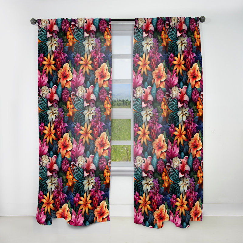 Jungle Splendor - motif tropical I - Rideau tropical - Velours obscurcissant - 1 panneau, L 52 po x L 63 po
