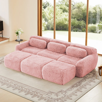 Tissu moelleux doux à 3 places désossé, éponge haute densité 32D, combinaison sans repose-pieds mobile, conception antidérapante inférieure sans assemblage, connexion par boucle pour la chambre à coucher, le salon et le cinéma maison