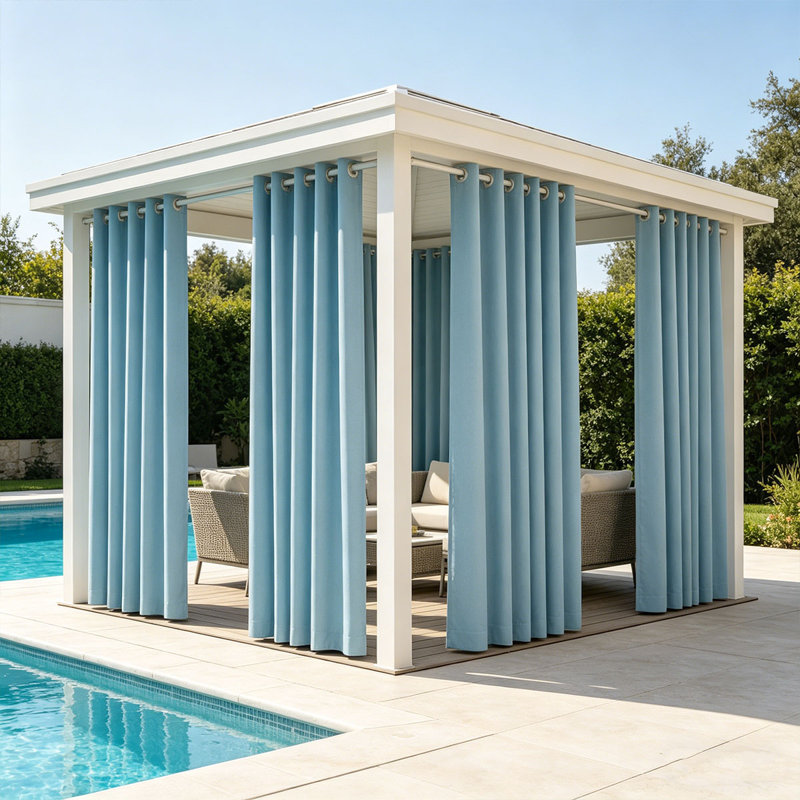 Waterproof High Precision Outdoor Curtains (Set Of 2) - Weather Resistant Blackout Grommet Drapes For Patio, Pergola, Gazebo & Porch