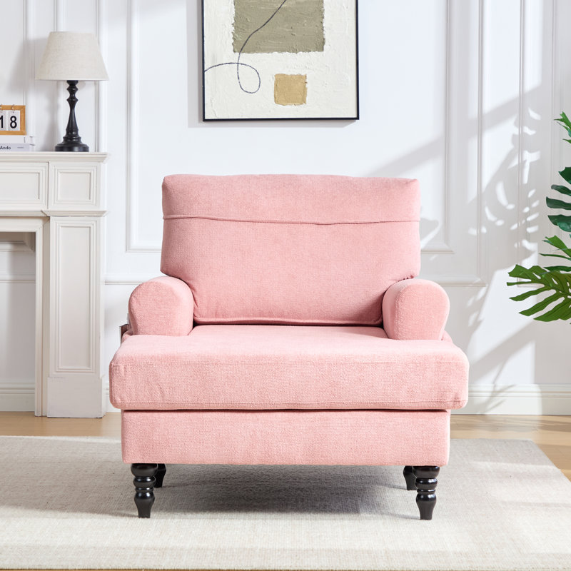38.2'' Upholstered Chaise Lounge, Pink